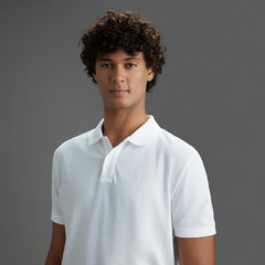 Pepe Jeans Men White Textured Regular Fit Polo Collar T-Shirt