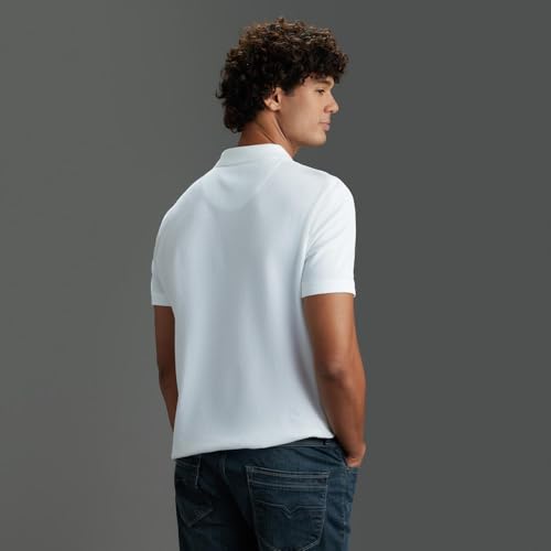 Pepe Jeans Men White Textured Regular Fit Polo Collar T-Shirt