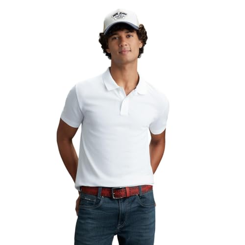 Pepe Jeans Men White Textured Regular Fit Polo Collar T-Shirt
