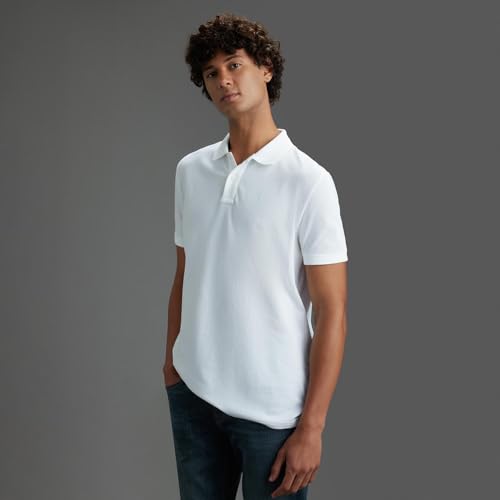 Pepe Jeans Men White Textured Regular Fit Polo Collar T-Shirt