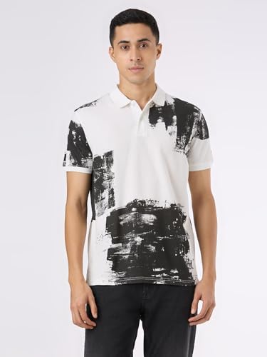 Pepe Jeans Men Off White Self Design Short Sleeves Tshirt