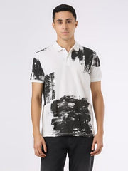 Pepe Jeans Men Off White Self Design Short Sleeves Tshirt