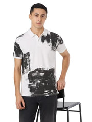 Pepe Jeans Men Off White Self Design Short Sleeves Tshirt