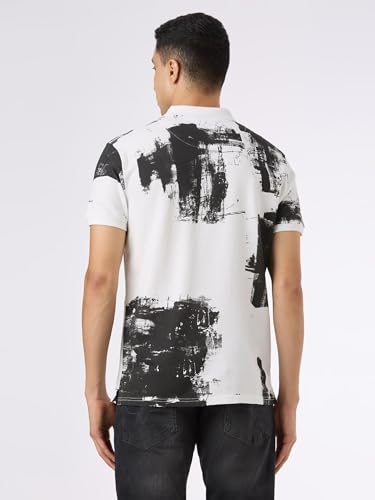 Pepe Jeans Men Off White Self Design Short Sleeves Tshirt