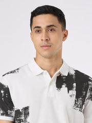 Pepe Jeans Men Off White Self Design Short Sleeves Tshirt
