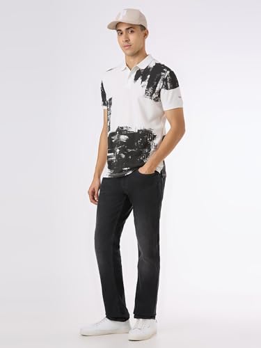 Pepe Jeans Men Off White Self Design Short Sleeves Tshirt