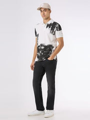 Pepe Jeans Men Off White Self Design Short Sleeves Tshirt