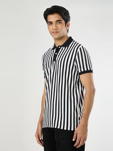 Pepe Jeans Men Black Striped Short Sleeves Tshirt