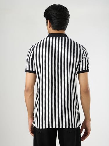 Pepe Jeans Men Black Striped Short Sleeves Tshirt