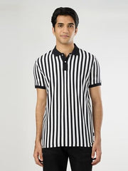 Pepe Jeans Men Black Striped Short Sleeves Tshirt