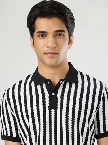 Pepe Jeans Men Black Striped Short Sleeves Tshirt