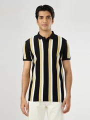 Pepe Jeans Men Black Striped Short Sleeves Tshirts