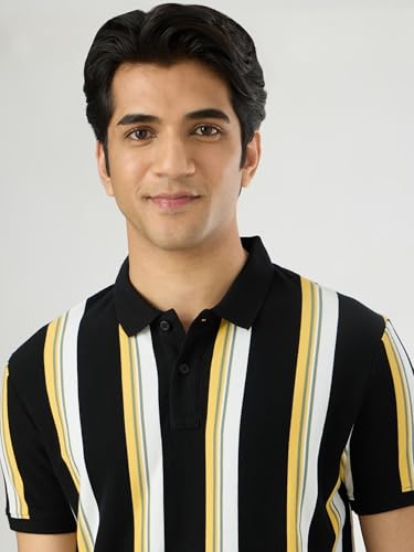 Pepe Jeans Men Black Striped Short Sleeves Tshirts