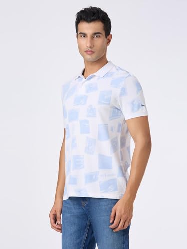 Pepe Jeans Men Blue Printed Short Sleeves Tshirt