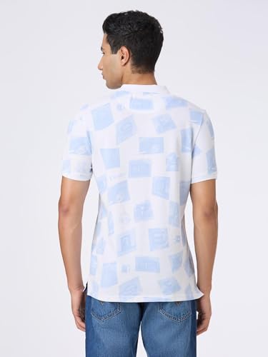 Pepe Jeans Men Blue Printed Short Sleeves Tshirt