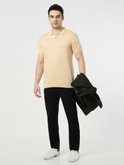 Pepe Jeans Mens Off White Solid Short Sleeves Sweater