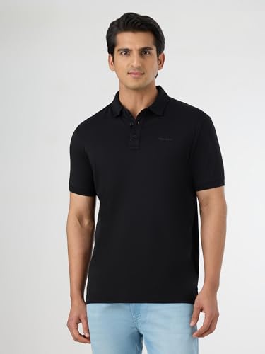 Pepe Jeans Black Printed Short Sleeves Mens Polo T-Shirt