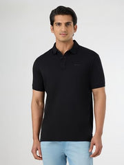 Pepe Jeans Black Printed Short Sleeves Mens Polo T-Shirt