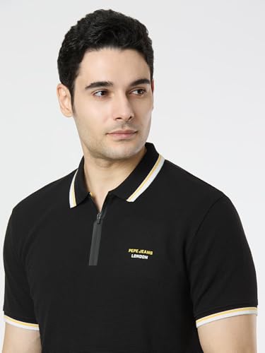 Pepe Jeans Men Black Solid Short Sleeves Tshirts