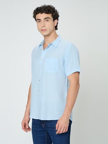 Pepe Jeans Blue Solid Mens Short Sleeves Shirt