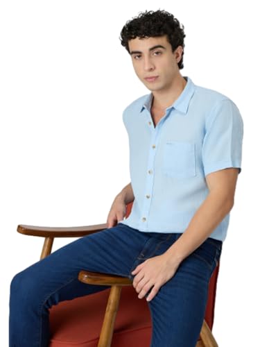 Pepe Jeans Blue Solid Mens Short Sleeves Shirt