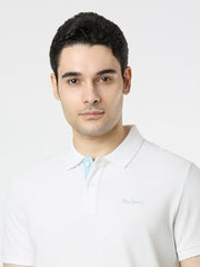 Pepe Jeans Men White Solid Short Sleeves Tshirts