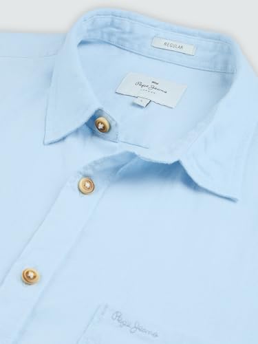 Pepe Jeans Blue Solid Mens Long Sleeves Shirt