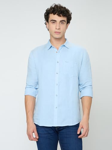 Pepe Jeans Blue Solid Mens Long Sleeves Shirt