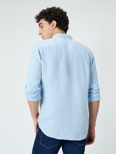 Pepe Jeans Blue Solid Mens Long Sleeves Shirt
