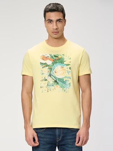 Pepe Jeans Men Yellow Printed Short Sleeves Tshirt