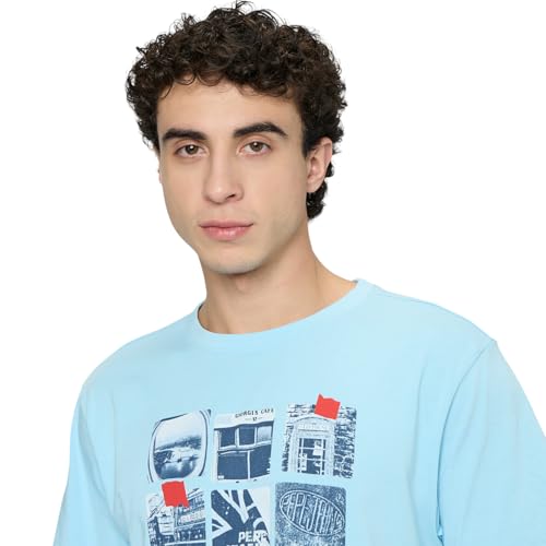 Pepe Jeans Blue Graphic Print Men Short Sleeve T-Shirt