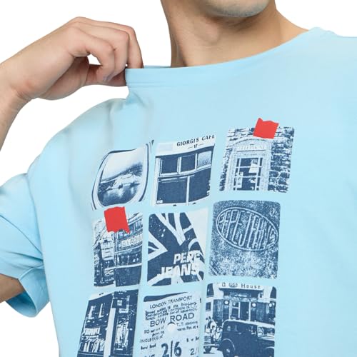 Pepe Jeans Blue Graphic Print Men Short Sleeve T-Shirt