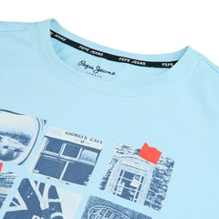 Pepe Jeans Blue Graphic Print Men Short Sleeve T-Shirt