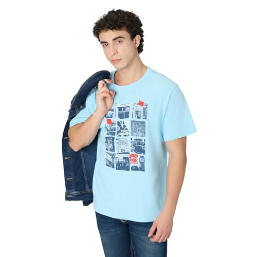 Pepe Jeans Blue Graphic Print Men Short Sleeve T-Shirt