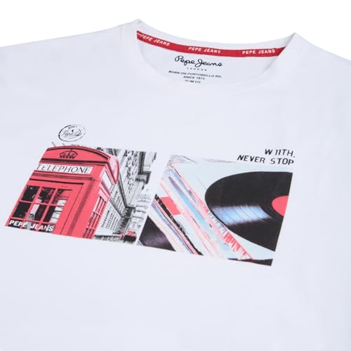 Pepe Jeans White Graphic Print Men Short Sleeve T-Shirt