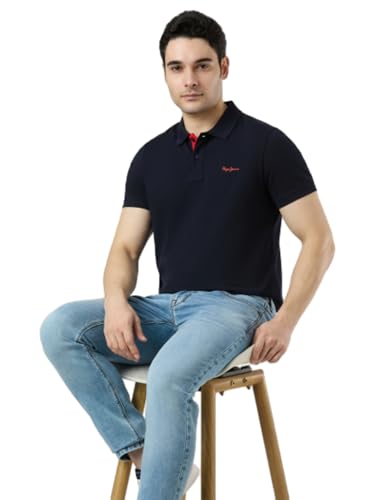 Pepe Jeans Men Blue Solid Short Sleeves Tshirts