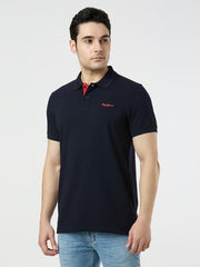 Pepe Jeans Men Blue Solid Short Sleeves Tshirts