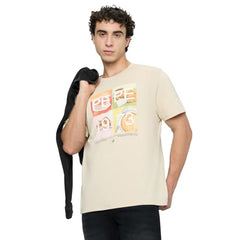 Pepe Jeans Beige Graphic Print Men Short Sleeve T-Shirt