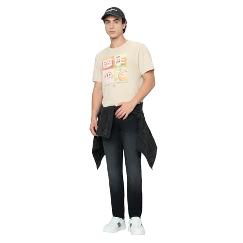 Pepe Jeans Beige Graphic Print Men Short Sleeve T-Shirt