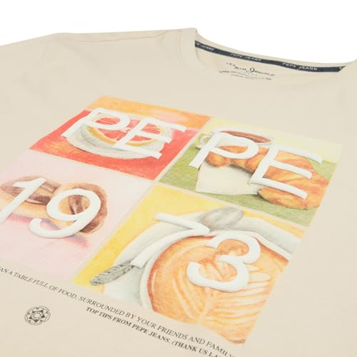 Pepe Jeans Beige Graphic Print Men Short Sleeve T-Shirt