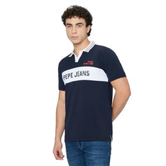 Pepe Jeans Blue Printed Men Short Sleeve Polo T-Shirt