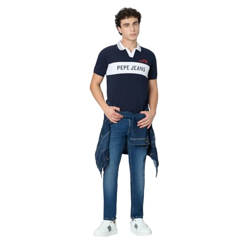 Pepe Jeans Blue Printed Men Short Sleeve Polo T-Shirt