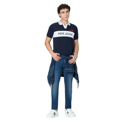 Pepe Jeans Blue Printed Men Short Sleeve Polo T-Shirt
