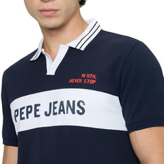 Pepe Jeans Blue Printed Men Short Sleeve Polo T-Shirt