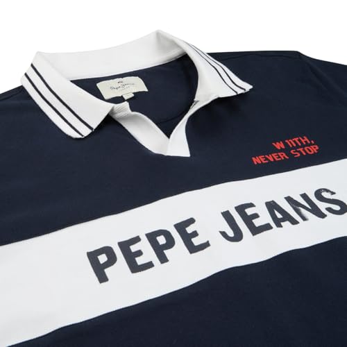 Pepe Jeans Blue Printed Men Short Sleeve Polo T-Shirt