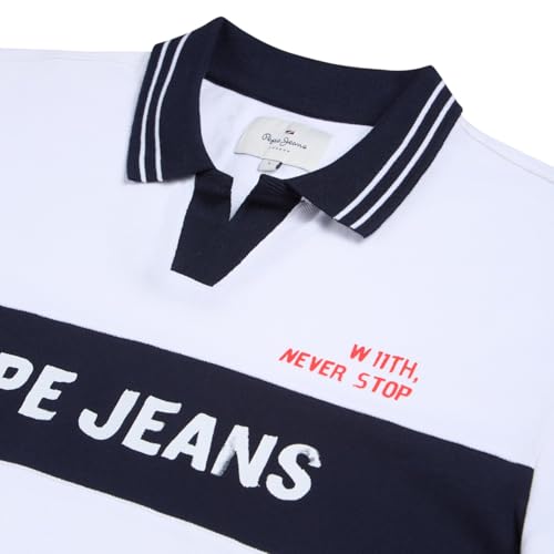 Pepe Jeans White Printed Men Short Sleeve Polo T-Shirt