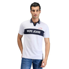 Pepe Jeans White Printed Men Short Sleeve Polo T-Shirt