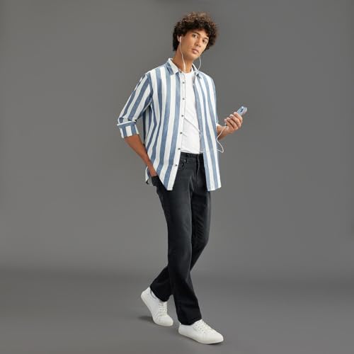 Pepe Jeans Men Blue Long Sleeves Striped Regular Fit Shirt