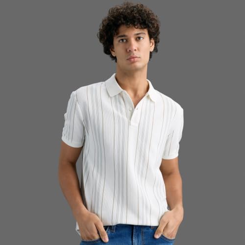 Pepe Jeans Men White Striped Polo T-Shirt