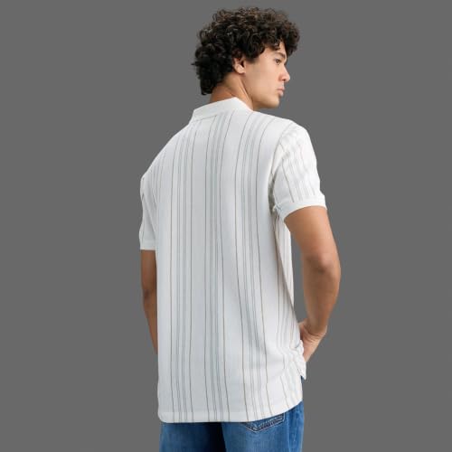 Pepe Jeans Men White Striped Polo T-Shirt